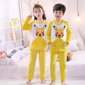 Autumn and winter children’s pajamas, long-sleeved flannel, thickened coral fleece for boys and girls