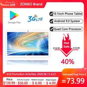ZONKO Tablet PC Android 9.0 10 inch 3G Phone Call Tablets Study Tablet 2GB RAM 32GB ROM 1280*800 IPS GPS 6000mAh WiFi Tablets