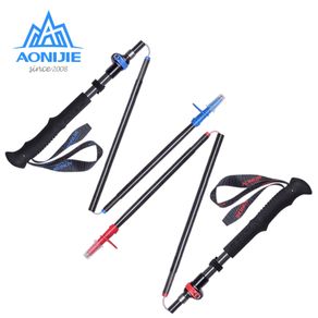 AONIJIE Carbon Fiber Adjustable Folding Ultralight Trekking Poles Hiking Pole Walking Running Stick 5 Sections