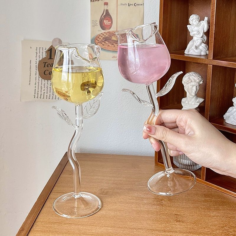 Creative Wine Glasses Rose Flower Shape Wine Glass Clear Crystal Champagne  Flutes Wine Cocktail Glass Cool Drinking Glasses Cups - AliExpress