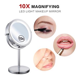 7 Inch Makeup Mirror 10X Magnifying Two-Sided LED Lighted Vanity Table Mirror