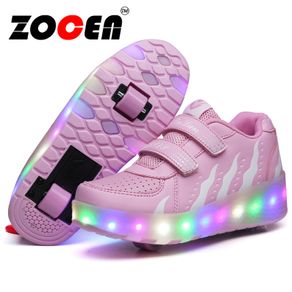 Kids Wheely's Jazzy LED Light Heelys Roller Skate Shoes Girls Boys Sneakers Gift 