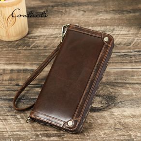 Genuine Leather Men's Business Clutch Wallet Zipper Envelope Bag Large  Capacity