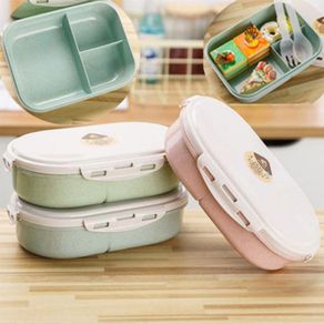 Lunch Box, Wheat Straw Dinnerware Food Storage Container, Portable