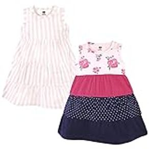 Hudson Baby Baby Girls' Cotton Dresses, Pink Navy Floral, 9-12 Months