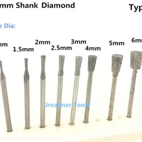 Jrealmer 10pcs 2.35mm shank K5 Type Diamond Burrs bits Dremel Burr Rotary Tool Dental Engraving Etching Abrasive tool