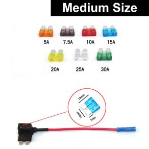 Car Motor ADD Circuit Blade Style Fuse Adapter Cable APS ATT LOW PROFILE ATM LP FUSETAP TAP with Standard Medium Size