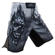 Grey Men's Boxing Shorts Skull Printing MMA Shorts Fight Grappling Short Polyester Kick Gel Boxing Muay Thai Pants Boxeo BJJ