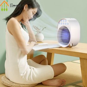 Mini Mobile Air Conditioners Portable USB Air Cooler Fan with with 3 Cool Levels Mini Personal Desktop Humidification Fan Air Conditioner Fan with Night Light Spray Function