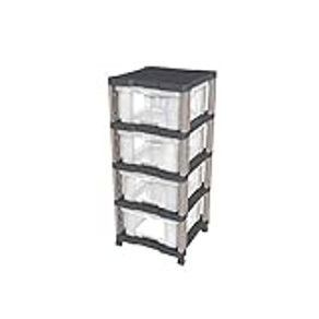 Tramontina Plastic storage cabinet with 4 drawers and wheels,Grey,Delta