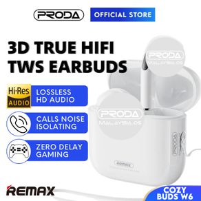 REMAX True Wireless TWS Earbuds Bluetooth Stereo Earphone Tanpa Wayar CozyBuds W6 Air Buds Music Mini Earbuds For Calls
