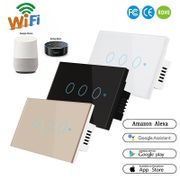 Smart Switch 1-3Gang WiFi & RF 120 Type Smart Wall Touch Light Switch Smart Home Automation Module Remote Control US Standard