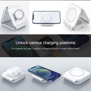 Lictin 3 in 1 Magnetic Foldable Wireless Charging Pad 15W Fast Charger Compatible with iPhone, Apple Airpods, Apple Watch, Samsung Galaxy, Headphones