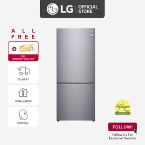 LG GB-B4059PZ 2 Doors Inverter Bottom Freezer Refrigerator, 408L, Platinum Silver