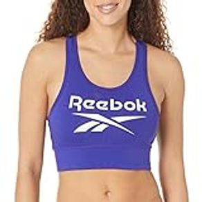 Reebok Women's Standard Racerback Sports Bra, Bold Purple/White Big Logo, 30B, 32A, 32B