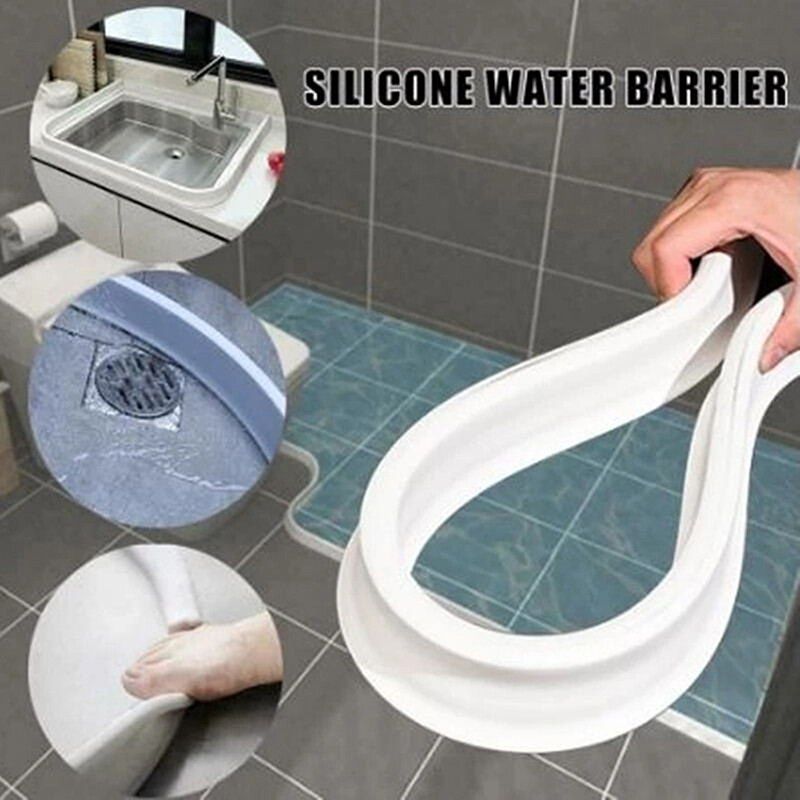 120CM Bathroom Kitchen Water Stopper Flood Barrier Rubber Dam Silicone Water  Blocker Water Barrier Floor Partition Strips Dropshiping