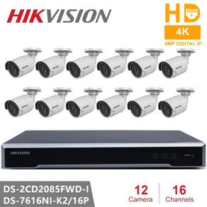 Hikvision Surveillance Kits 8MP Resolution Network POE NVR Kit CCTV Security System 8MP Bullet Outdoor IP Camera IR Night Vision