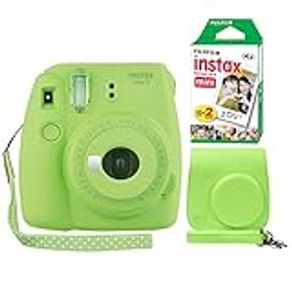 Fujifilm Instax Mini 9 Instant Camera Lime Green + Minimate Custom Case + Fuji Instax Film 20 Sheets Twin Pack