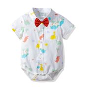Baby Rompers Summer Baby Boys Clothes Short Sleeve Pure Cotton Newborn Baby Clothing Roupas Bebe Gentleman Car Red Tie Kids