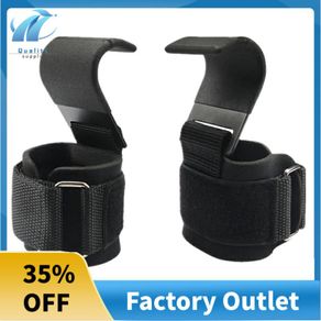 New Weight Lifting Hook Grips with Wrist Wraps Hand-Bar Wrist Strap Gym Fitness Hook Weight Strap Pull-Ups,Black