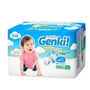 Baby Diaper Nepia Genki Pants M32. Children's Diapers Pants M 32m-32