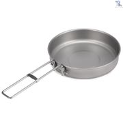 [ST] 750ml Ultralight Titanium Frypan with Foldable Handle Outdoor Camping Hiking Picnic Cooking Frying Pan