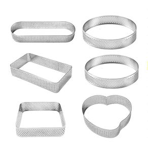 Stainless Steel Porous Tart Ring Tower Pie Cake Mould Baking ToolsHeat-Resistant Perforated Cake Mousse Ring