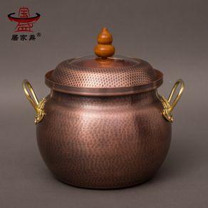 Pure copper handmade thickening stew hot soup pot large healthcare stewpan electromagnetic furnace household porridge pan