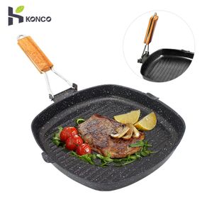 Steak Pan, Striped Cast Iron Square Grill Pan, Uncoated Non-stick