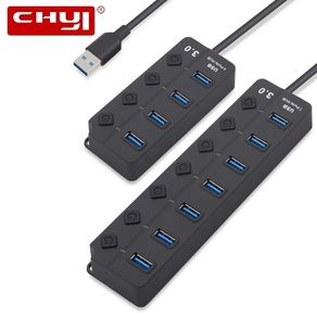 USB 3.0 High Speed 4/7 USB Port 3.0 Hub Splitter with Power Adapter for PC Laptop