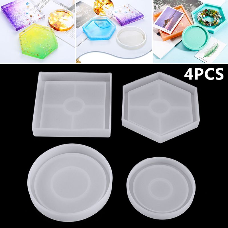 6 Pack DIY Coaster Silicone Mold, Epoxy Casting Molds Include