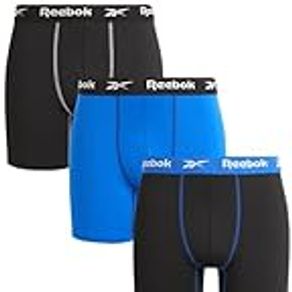 Reebok Men's Underwear - Performance Boxer Briefs (3 Pack), Size Medium, Black/Black/Surf The Web