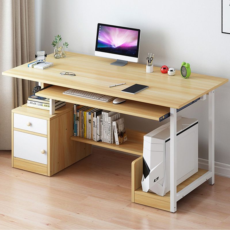 desk with keyboard tray and storage