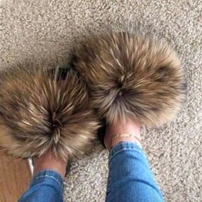 fox fur slides for women