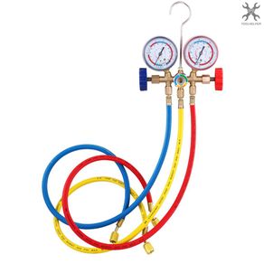 Refrigerant Manifold Gauge Set Air Conditioning Tools with Hose and Hook for R12 R22 R404A R134A