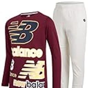 New Balance Boys' Active Jogger Set - Short Sleeve Performance T-Shirt and Sweatpants Set (2 Piece), Garnet/Oatmeal, 10-12