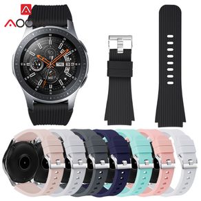 22mm Silicone Watchband for Samsung Galaxy Watch 46mm Version SM-R800 Striped Rubber Replacement Bracelet Band Strap Silver