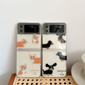 Cute cartoon Dogs Casing For Samsung Galaxy Z Flip 4 Case Ultra Slim Transparent Hard PC Shock proof Cover for Z Flip 3