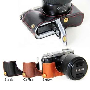 PU Leather Camera Bag Half Case Cover For Panasonic For Lumix DMC-GX80 DMC-GX85 GX80 GX85 Camera Half Body Set