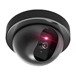 WALI Dummy Fake Security CCTV Dome Camera with Flashing Red LED Light With Security Alert Sticker Decals (SD-1), Black