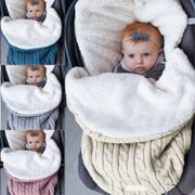 Baby sleeping bag  stroller sleeping bag thickening plus velvet knit warm