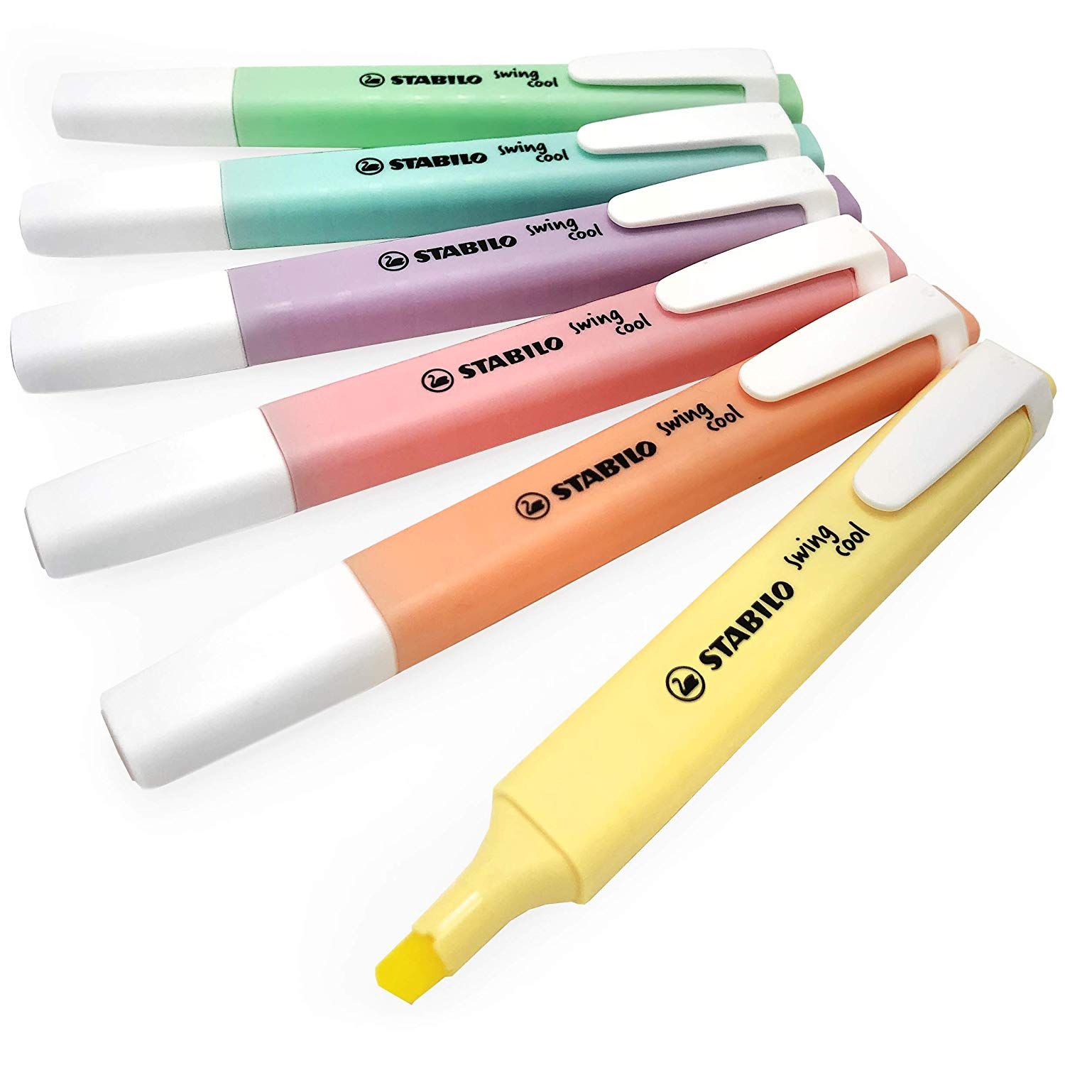 STABILO Swing Cool Highlighter Pen, Pocket Sized Pastel Color Marker, 1+4mm  Highlighting Drawing Painting