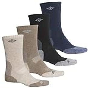 Columbia Men's Wool Blend Crew Mi-Chaussettes Socks, 4 Pair, Navy/black/Brown/Khaki, 6-12