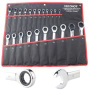 6-32mm Keys Ratchet Wrench Set of Hand Tools 72 Teeth Ratcheting Spanner Mirror Polish High Torque with Storage Pouch