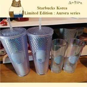 Starbucks Korea limited edition Aurora series bling stud cold cup Starbucks studded cup Starbucks Hyundaicard aurora glass