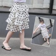 Girls Polka Dot Skirt 2022 Summer Western Style Chiffon Cake Children's Clothing Sweet Princess Dress