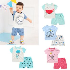 2Pcs Summer Toddler Clothes Set Kids Boy Girl Cartoon T-shirt + Shorts Outfits Suit