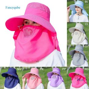 Fancyqube Sun Protection Hat Women Cotton Sunhat UV Protection Sun Hat Removable Neck Face Flap Hat Cap