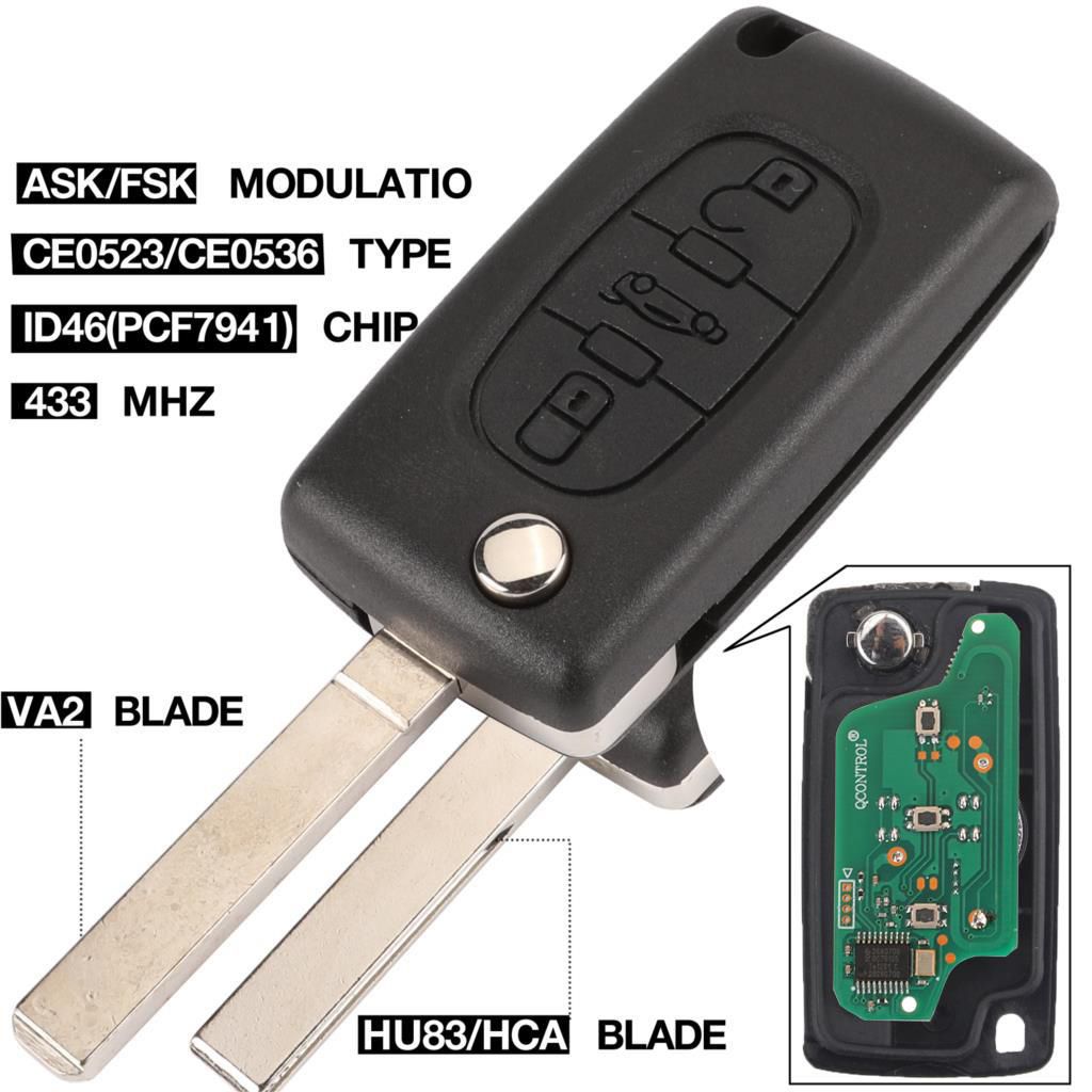 QCONTROL Remote Key CE0536 ASK/FSK Signal Circuit Board for Peugeot 207 208  307 308 408 Partner CE0536 ASK/FSK Signal ID46