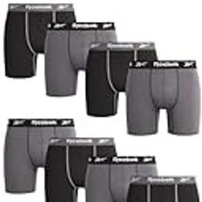 Reebok Men's Underwear - Performance Boxer Briefs (8 Pack), Size Large, Black/Blackened Pearl